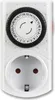 A white mechanical timer plug with a black dial and a white socket. Produktbild-Vorschau