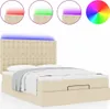 Möbel Ottoman-Bett mit Matratze Creme 140x200 cm Stoff - Produktbild-Vorschau 2