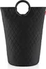 A black quilted laundry basket with round handles. Produktbild-Vorschau