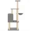 A multi-level cat tree with scratching posts and a hanging bowl, presented against a white background. Náhľad obrázku produktu