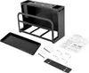 A black kitchen knife holder and its accessories are laid out on a white background. Voir les images du produit