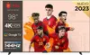 A marketing image for a TCL 98-inch 4K HDR Smart TV, featuring several soccer players in Spanish national team jerseys. Produktbild-Vorschau