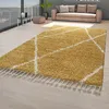 TT Home Shaggy Teppich Gelb Wohnzimmer Hochflor Rauten Produktbild-Vorschau 1