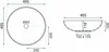 Technical drawings of a sink with dimensions. Anteprima dell’immagine prodotto