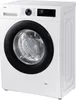 A white Samsung washing machine with a black door and control panel, shown from a three-quarter angle. Produktbild-Vorschau