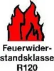 A graphic symbol of flames above text indicating fire resistance class. Produktbild-Vorschau