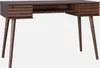 A brown wooden desk with two drawers and tapered legs, shown against a white background. Anteprima dell’immagine prodotto