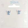 A pair of Stitch-themed earrings displayed on a white card with decorative elements. Náhľad obrázku produktu