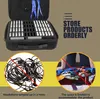 A case for storing tour guide systems, with examples of messy and organized storage. Produktbild-Vorschau