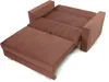 A brown sofa bed is shown in an open state, revealing its sleeping function and storage compartment. Náhled obrázku produktu