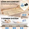 A mattress and slatted frame are shown, with text and graphics highlighting features. Produktbild-Vorschau