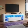 SONNI Armoire TV Blanc brillant 160 x 35 x 50.5cm Équipée Voir les images du produit 1