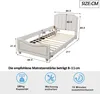A diagram of a bed with dimensions and feature icons. Náhled obrázku produktu