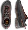 Schwarze Zustiegsschuhe "TX4 Evo GTX" von La Sportiva mit roten Schnürsenkeln; seitliche und obere Ansicht. Anteprima dell’immagine prodotto
