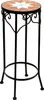 A round mosaic plant stand with a decorative metal base. Produktbild-Vorschau