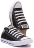 A pair of black Converse All Star low-top sneakers with white laces and soles, presented against a white background. Voir les images du produit