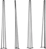 Four black metal hairpin table legs are displayed against a white background. Voir les images du produit