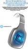 A close-up marketing image of silver over-ear Bluetooth headphones with text overlays highlighting features. Náhľad obrázku produktu