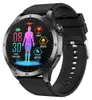 A close-up view of a black smartwatch with a silver bezel, displaying health and fitness data on its screen. Produktbild-Vorschau