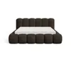 A brown upholstered bed frame with a white mattress, shown against a white background. Voir les images du produit