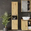 A modern bathroom with a tall cabinet, a sink, and a plant. Podgląd zdjęcia produktu