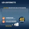 Marketing graphic for an LED icicle light chain, showing product features and specifications. Produktbild-Vorschau