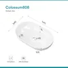 A diagram of a white sink with dimensions and certifications. Produktbild-Vorschau
