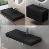 doporro Vasque à Poser 80cm avec Bonde Lavabo Suspendu Noir Voir les images du produit 4