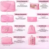 8er Set Kofferorganizer Pink Packtaschen mit Kosmetiktasche Produktbild-Vorschau 8