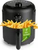 A black air fryer filled with french fries, with a green label indicating "7 PROGRAMME". Produktbild-Vorschau