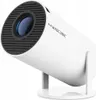 A white cylindrical projector on a white stand, angled upwards. Náhled obrázku produktu