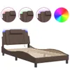 Bettgestell "Viana" mit LED ohne Matratze Braun 100x200 cm Produktbild-Vorschau 1
