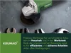 A close-up of an angle grinder and various tools on a textured surface, with a green overlay containing product information. Produktbild-Vorschau