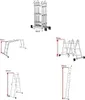A collage of images showing a multi-purpose ladder in various configurations and sizes, with dimensions indicated. Náhľad obrázku produktu