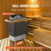A sauna heater mounted on a wall in a wooden sauna room. Anteprima dell’immagine prodotto