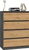 VBChome Kommode mit 4 Schubladen 70 x 40 x 97 cm Eiche Produktbild-Vorschau 2
