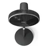 A black pedestal fan with a silver ring around the fan grille, set against a white background. Anteprima dell’immagine prodotto