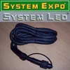 A coiled black cable with connectors on a wooden surface, with marketing text above. Produktbild-Vorschau