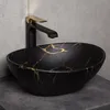 Kerra KR-707 Schwarz-goldener Design-Waschtisch aus Keramik Produktbild-Vorschau 1