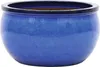 A blue ceramic planter pot with a black rim, shown against a white background. Náhled obrázku produktu