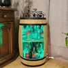 Barový pult z dřevěného sudu s policí a RGB LED osvětlením Náhled obrázku produktu 3