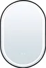 An oval mirror with a black frame and integrated LED lighting. Produktbild-Vorschau
