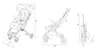 Technical drawings of a baby stroller with dimensions indicated. Produktbild-Vorschau