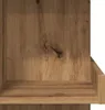 A close-up view of a wooden shelf and the back panel of a bar table. Náhled obrázku produktu