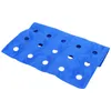 A blue inflatable cushion with multiple circular holes, lying flat on a white background. Náhľad obrázku produktu