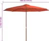 A rectangular terracotta patio umbrella with a wooden pole is shown against a white background, with dimensions indicated by purple lines and text. Náhled obrázku produktu