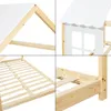 Collage of close-up shots of a wooden and white children's bed frame, showing construction details. Anteprima dell’immagine prodotto