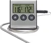 A digital meat thermometer with a stainless steel probe rests on a white background. Produktbild-Vorschau