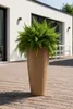 VIVANNO Pflanzkübel Fiberglas CITY Rund, Streifenbeige Produktbild-Vorschau 3