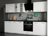 A modern, white kitchen setup with cabinets, an oven, and a refrigerator. Náhľad obrázku produktu